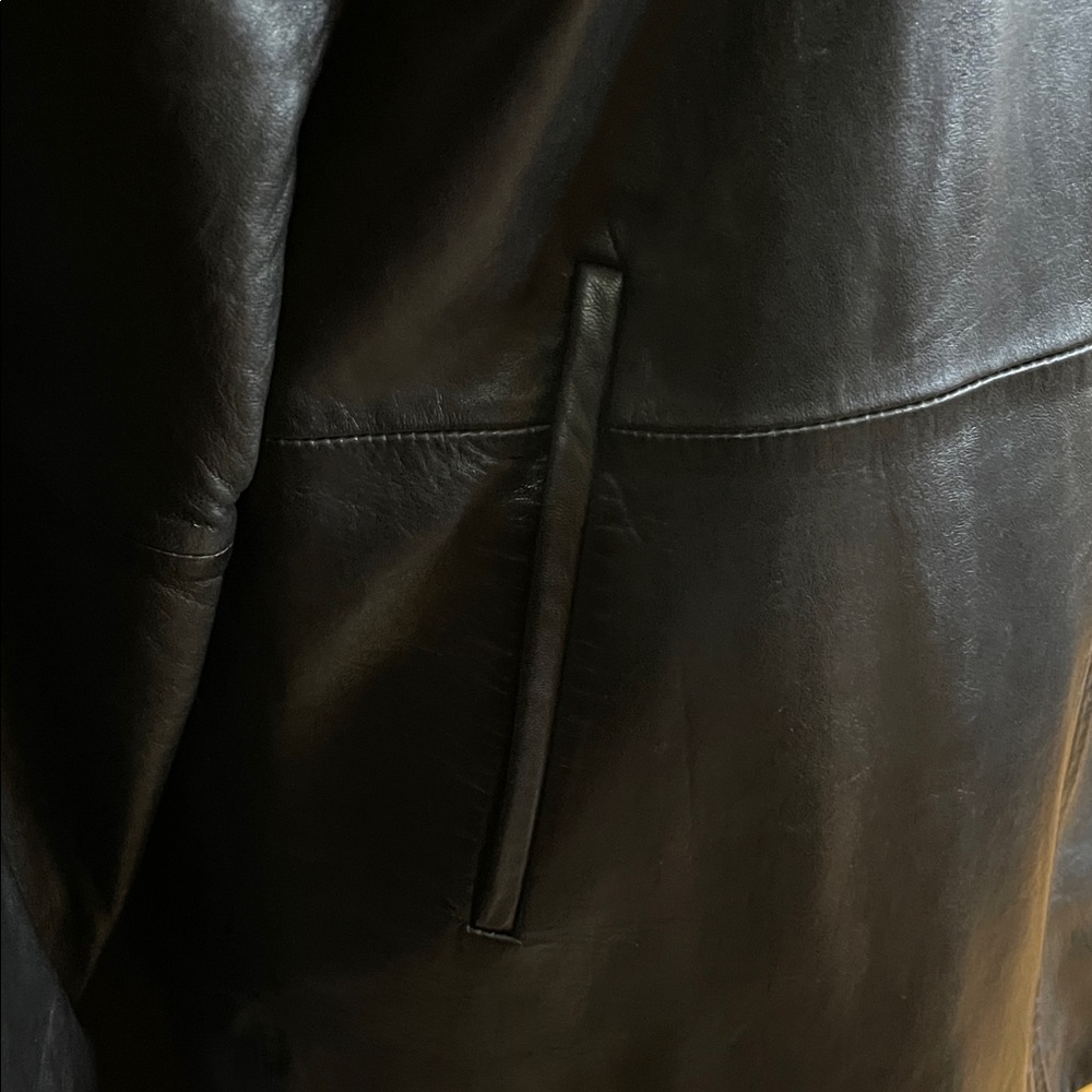 Ellen Tracy Black Leather Jacket with Gold Zipper - Picture 7 of 8